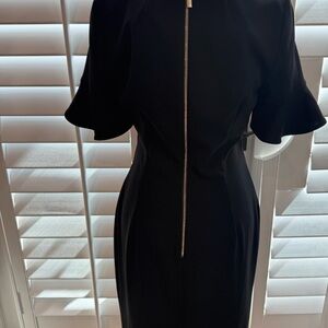 Calvin Klein Black Sheath Dress with Mock Neck